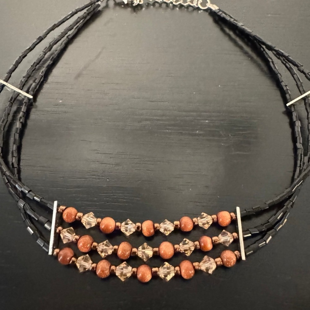 Elegant Black and Brown Beaded Necklace